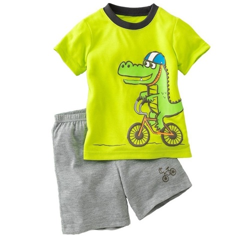 Conjunto de ropa para niño, camisetas y pantalones de cocodrilo verde 100% de algodón, 2, 3, 4, 5, 6 y 7 años para niños ► Foto 1/6