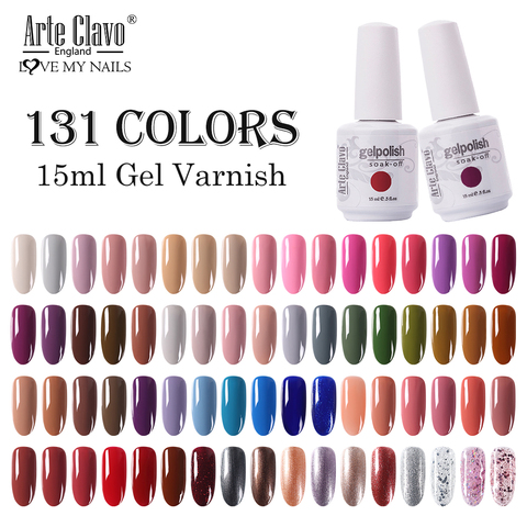Arte Clavo 131 colores Gel pulido pintura de Gel para uñas Semi permanente esmalte de uñas en Gel artístico para manicura capa Base ► Foto 1/6