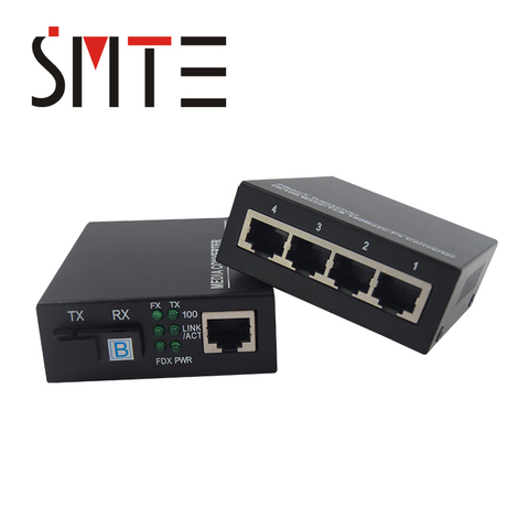 Convertidor de medios Ethernet de fibra óptica Gigabit, 1 x SFP 4 * RJ45 a 1 * SFP 1 * RJ45 10/100/1000M 1,25G SC ► Foto 1/4