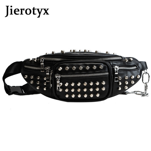 JIEROTYX Sexy remaches cintura bolsa de Fanny Pack bolso mochila de pecho de cajero cinturón bolsa Hip-hop Punk Rock ► Foto 1/6