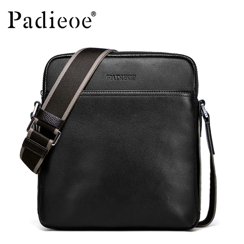 Padieoe bolsos de cuero genuino de alta calidad de diseñador de moda bolsos bandolera de cuero de vaca Casual bolsos de mensajero para hombre ► Foto 1/5