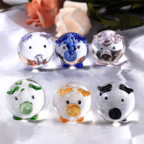 Figuras en miniatura de cerdo de cristal K9, decoración para el hogar, artesanía Fengshui, adornos bonitos ► Foto 1/6