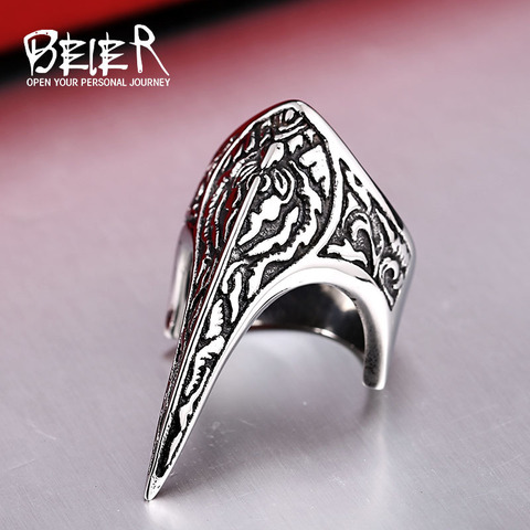 Beier-anillo de acero inoxidable 316L para hombre y niño, tótem vikingo enorme, Thor, Mjolnir, amuleto escandinavo, joyería LLBR8-296R ► Foto 1/5