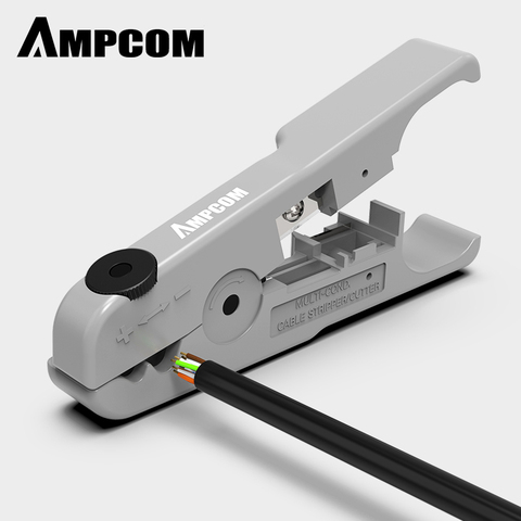 AMPCOM-Pelacables Coaxial, herramienta de compresión, cortador y pelado de cables planos ► Foto 1/6