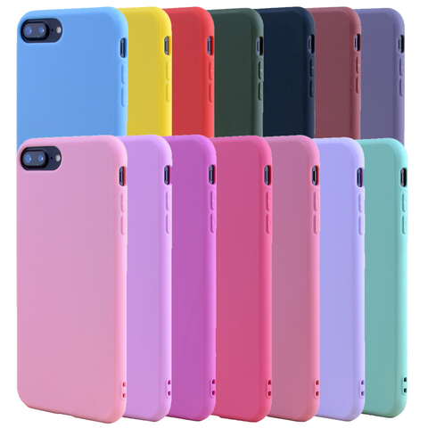 ALANGDUO Candy Color TPU caucho silicona funda para iPhone X 7 7 más cubierta suave helada caso de protección para el iPhone 8 6 6 s más X ► Foto 1/6