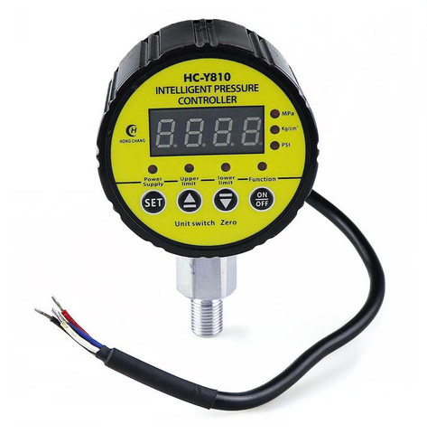 Manómetro de contacto eléctrico Digital, manómetro de conexión roscada, protección de circuito corto, fugas radiales, M20 x 1,5, AC220V ► Foto 1/3