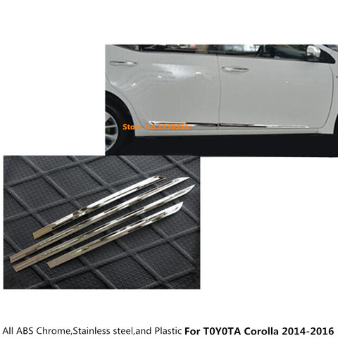 Cubierta de diseño de puerta lateral de acero inoxidable para coche Toyota, moldura de lámpara de barra embellecedora de cuerpo, para Corolla Altis 2014 2015 2016, 4 Uds. ► Foto 1/4