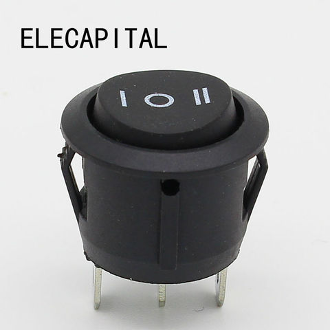 10Pcs 23mm Round Black 3 Pin 10A/125V 6A/250V AC 3 Position SPDT ON-OFF-ON Rocker Switch Snap-in ► Foto 1/6