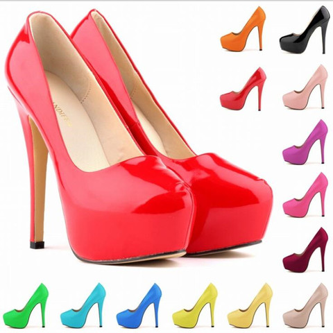 LOSLANDIFEN-zapatos de tacón muy alto con plataforma para mujer, Stiletto rojo, zapatos de fiesta de boda ► Foto 1/6