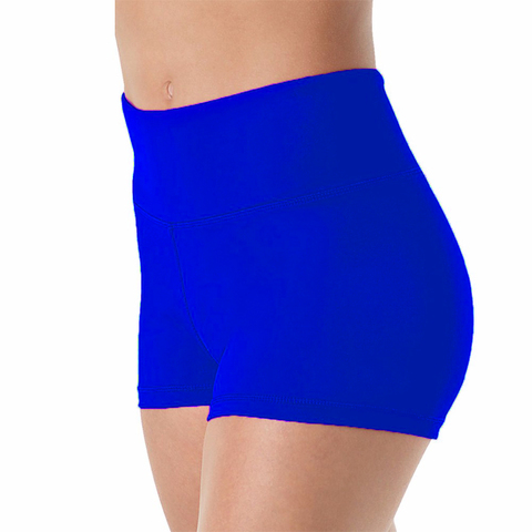 OVIGILY-pantalones cortos de LICRA de cintura alta para mujer, Shorts de LICRA para baile y gimnasia, Azul Real ► Foto 1/6
