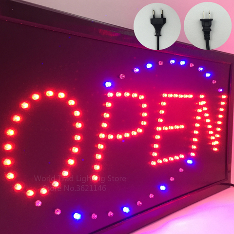 letrero led Tablero de luz de publicidad con Logo abierto de tienda LED, centro comercial con movimiento animado brillante, cartelera de neón para tienda comercial con enchufe de EE. UU. open sign letrero luminoso ► Foto 1/6