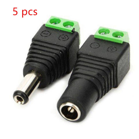 5 uds conector hembra + 5 uds macho DC 2,1*5,5mm conector de Cable adaptador de toma de corriente para tira de luz led 3528/5050/5730 ► Foto 1/5