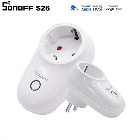 Sonoff-enchufe inteligente S26 WiFi, enchufe inalámbrico para Casa de Poder, funciona con asistente de Google Alexa IFTTT US/UK/CN/AU/EU P ► Foto 1/1