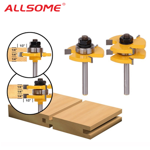 ALLSOME 2PC lengua & Groove Router Bit 3/4 