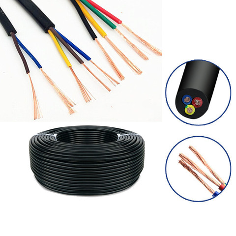 Cable de cobre RVV eléctrico de 5 metros, 24 AWG, 22 AWG, 20 AWG, RVV, 2/3/4/5/6/7/8 núcleos, color negro ► Foto 1/5