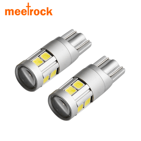 Meetrock 2x super brillante led t10 w5w lámpara de coche 9 smd 3030 EMC de lectura automática aparcamiento niebla marcador luz trasera 152 194 12 V blanco 6000 K ► Foto 1/6