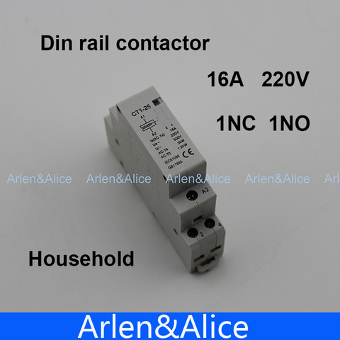 Contactor Modular CT1 2P 16A 1NC 1NO 220V/230V 50/60HZ para el hogar, contactor Modular de raíl Din ► Foto 1/1