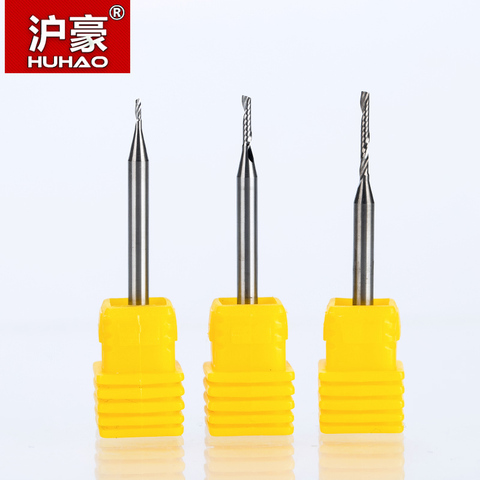 HUHAO 1PC 3.175mm Single Flute Spiral  router bits CNC end mill For MDF Tungsten Carbide Milling Cutter tugster steel cnc tools ► Foto 1/6