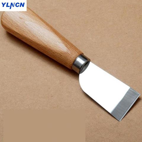 Cuchillo de cuero de importación japonesa, herramienta de corte Artesanal de cuero hecho a mano, pala, mango de madera sólida de acero al carbono ► Foto 1/4