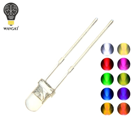 100 piezas F5 de 5 MM LED diodo Kit de 3 V DIY emisor de luz blanco cálido de verde, rojo, amarillo, azul naranja púrpura UV Rosa Ultra brillante 20mA ► Foto 1/1