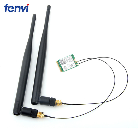 Banda Dual para Intel 9560 9560NGW 802.11ac M.2: CNVio WiFi Bluetooth 5,0 tarjeta + 6dbi IPEX MHF4 U. fl para RP-SMA conjunto de antena externa ► Foto 1/6