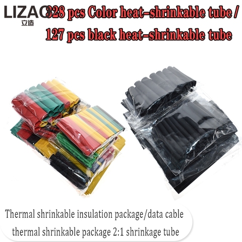 127 uds/328 Uds Kit de tubo de Cable eléctrico del coche manguito de Tubo termorretráctil surtido de 8 tamaños de colores mezclados ► Foto 1/6