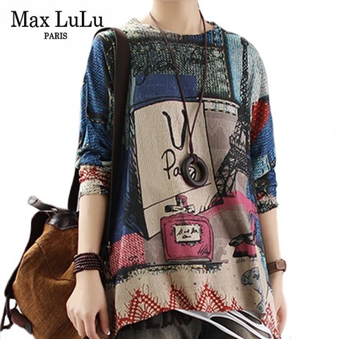Max LuLu-ropa Punk para mujer, estilo a la moda coreana, suéteres sueltos de punto, jerséis Vintage para mujer estampado ► Foto 1/6