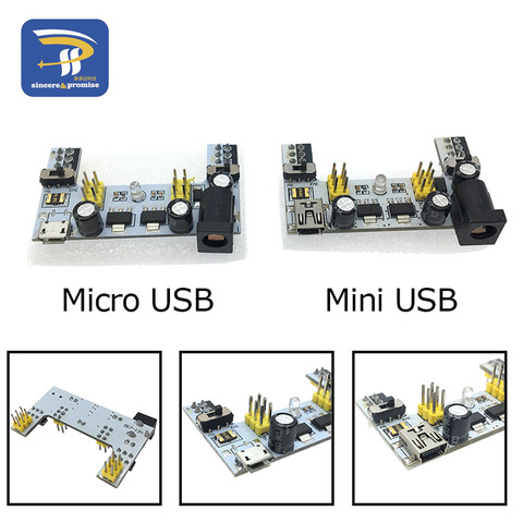 MB102 Mini interfaz Micro USB Placa de módulo de fuente de alimentación MB-102 módulo para Arduino, Kit de bricolaje, Blanco DC 7-12 V 2 canal Junta ► Foto 1/6