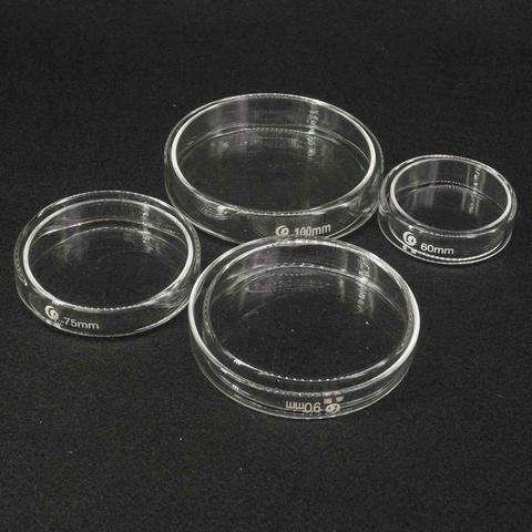 Plato de cultivo de vidrio de borosilicato con tapas, 60/75/90/100/120mm, para laboratorio, enseñanza de bacterias y levaduras ► Foto 1/6