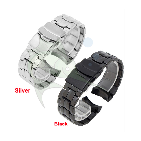 Correa de reloj de acero inoxidable de alta calidad, 22mm, correa de reloj curvada negra plateada para Casio EF-550 ► Foto 1/6