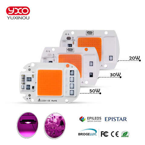 YXO YUXINOU LED COB Chip para crecer de la planta de luz de espectro completo de entrada 220 V AC 20 W 30 W 50 W W para planta de interior de plántulas crecer y flor ► Foto 1/6