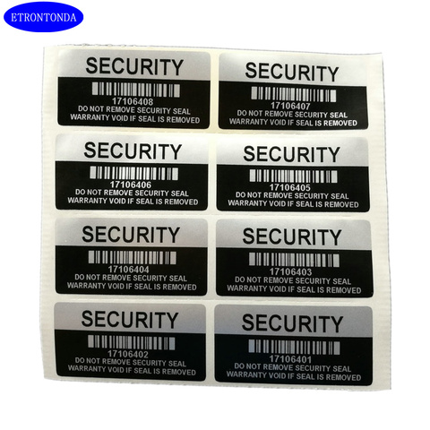 Etiquetas de seguridad VOID de Color plateado 100, etiquetas de seguridad eliminadas con precinto de garantía, etiqueta sellada con número de serie y código de barras ► Foto 1/5