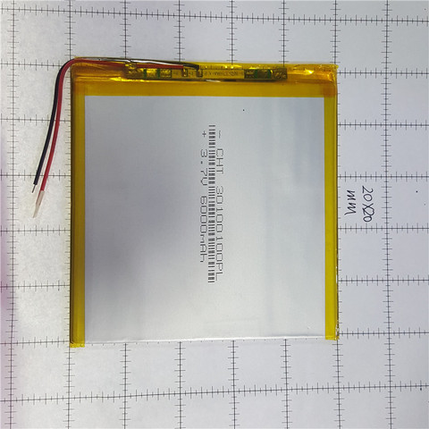 Batería de polímero de litio 3x100x100mm 3.7 V 6000 mAh batería de la tableta 2 alambre ► Foto 1/2
