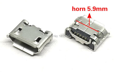 100 Uds micro USB 5pin jack de cuerno de buey 5,9mm cuatro patas placa hembra perno corto aguja mujer toma Mini USB conector de cuerno de buey usb ► Foto 1/2