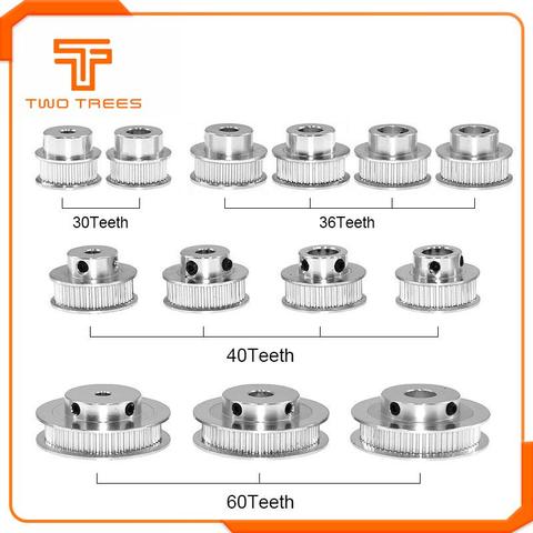 Polea de sincronización GT2 para rueda dentada, 30, 36, 40, 60, 5mm, 8mm, dientes de engranaje de aluminio, ancho de 6mm, piezas para Reprap 3D Piezas de impresora, 1 Uds. ► Foto 1/6