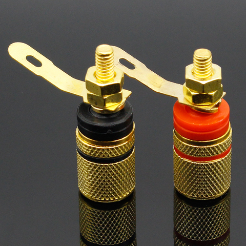 2 PCs unids chapado en oro amplificador altavoz Terminal enlace Post Banana enchufe conector adecuado para enchufes de 4mm banana ► Foto 1/4