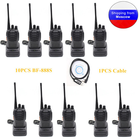 Baofeng-walkie-talkie BF-888S, 5W, UHF, 400-470MHZ, 888S, portátil, Radio + Cable USB, color negro, 10 Uds., como regalo ► Foto 1/6