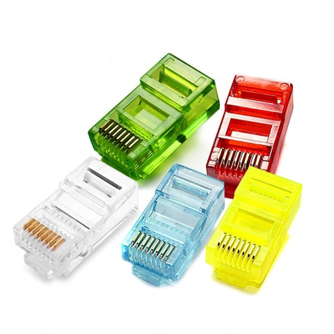 10 Uds Cable de red de enchufe Modular RJ45 colorido conector LAN terminal 8P8C CAT5 CAT5E Color al azar ► Foto 1/6