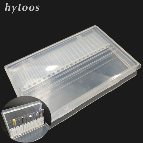 HYTOOS 20 agujero transparente acrílico Nail brocas caja soporte contenedor uso para 3/32 