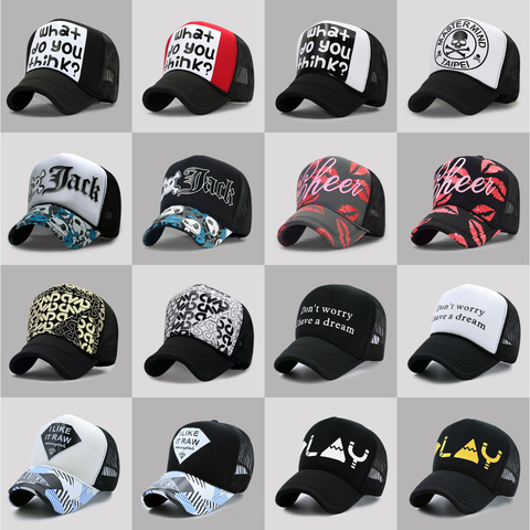 Gorra de camionero de malla de verano para Adultos de 60 colores, gorra de béisbol curvada para hombre de Hip hop Punk Rock ► Foto 1/6