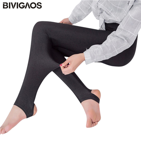 BIVIGAOS-Mallas elásticas de LICRA para mujer, Leggings elásticos brillantes, color negro y blanco, estilo gótico elástico para los pies, Punk Rock ► Foto 1/1