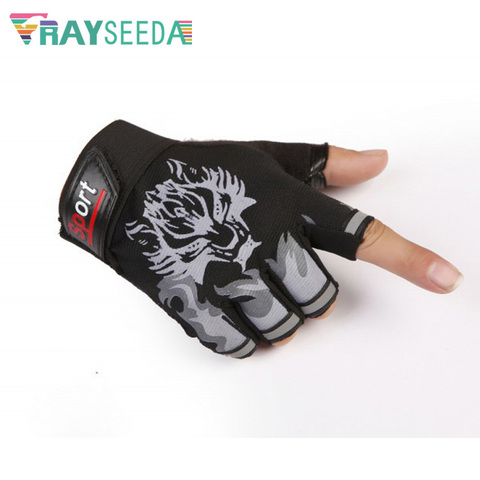 Guantes de levantamiento de peso con medio Dedo de lobo rayseedra guantes de ciclismo transpirables ajustables para correr en verano para hombres y mujeres ► Foto 1/6