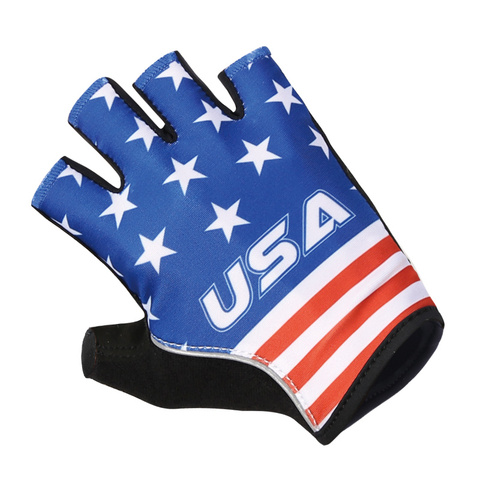 Guantes de Ciclismo de medio dedo, color azul de EE. UU., venta al por mayor, guantes de bicicleta de montaña personalizados, guantes de gel de carreras inteligentes para equipo profesional ► Foto 1/5