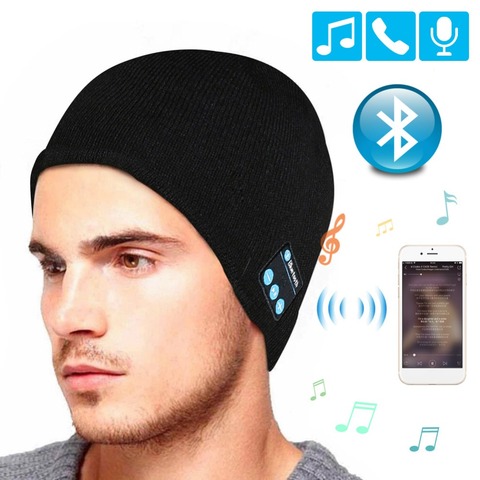 Bluetooth Wireless Headset Auriculares auriculares Música sombrero Inteligente Tapas Sombrero Caliente Gorros de invierno con Altavoz Mic para los deportes ► Foto 1/6