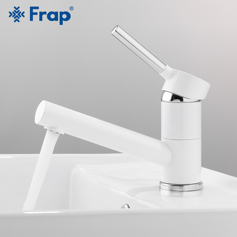 FRAP-grifo de cocina blanco y cromado, moderno, mezclador de agua, ahorro de agua, rotación de 360 grados ► Foto 1/6