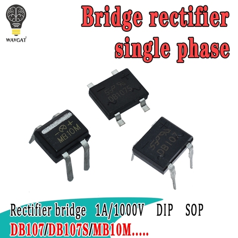 Puente rectificador de diodo monofásico, DB107 DB107S MB10M MB10S 1A1000v DIP-4 SOP-4, nuevo ► Foto 1/6