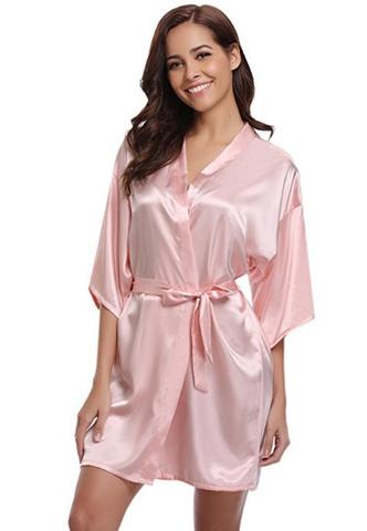 Kimono de seda RB032 para mujer, bata de baño de seda para dama de honor, túnicas azules, sexys, de satén, 2022 ► Foto 1/6