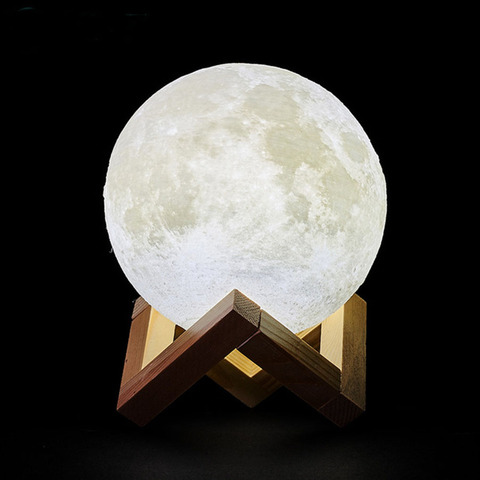 Lámpara LED de Luna recargable con impresión 3D, luz de noche con Interruptor táctil creativo, luz de luna para decoración de dormitorio, regalo de cumpleaños ► Foto 1/6