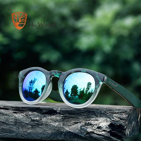 HU WOOD-gafas de sol ovaladas para hombre y mujer, a rayas con lentes polarizadas marco de madera, color rosa, transparentes, GR8006 ► Foto 1/6