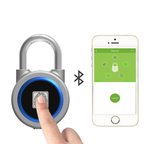 Mini Bluetooth Teléfono de bloqueo APP impermeable huella digital Keyless Lock Unlock antirrobo candado cerradura de puerta para IOS Android ► Foto 1/6